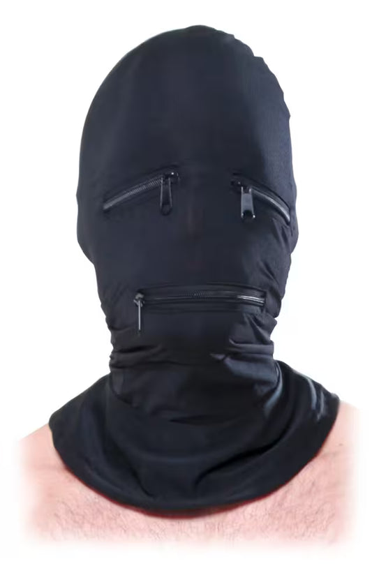 Stretchy fetish balaclava with zippers