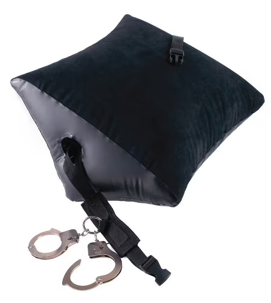 Inflatable love cushion with strap & handcuffs