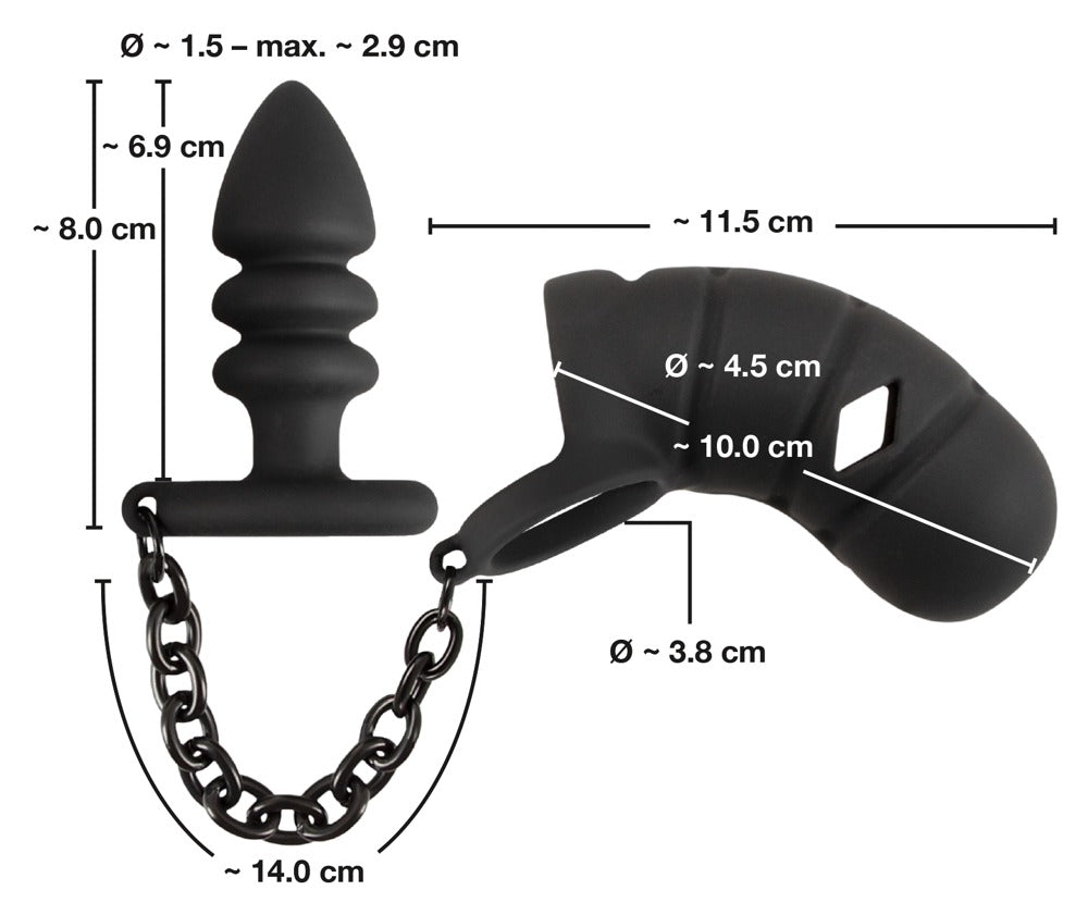 Cock cage with butt plug Black Velvets