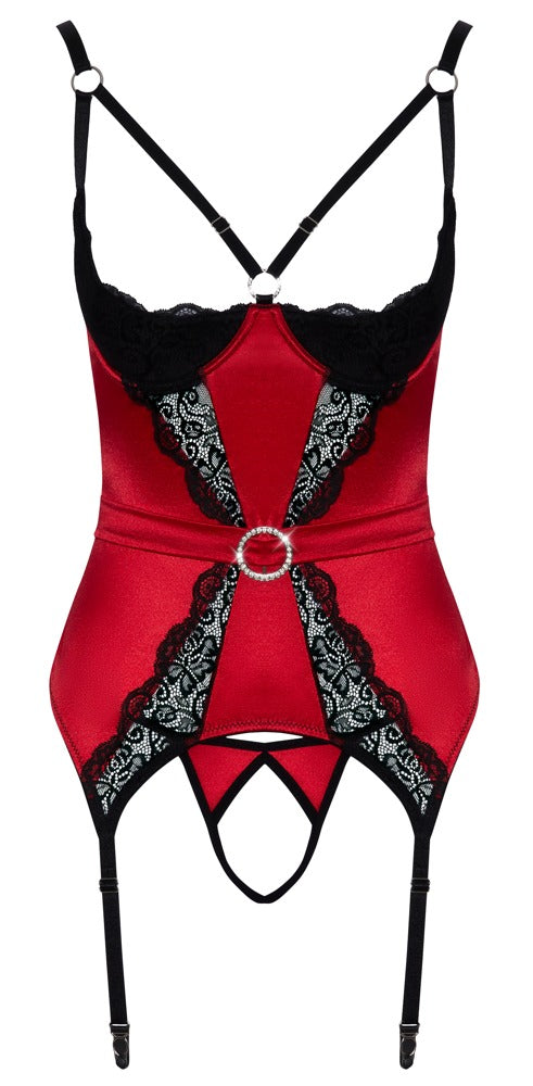 Red Cottelli Lingerie Garter Belt and Thong Set