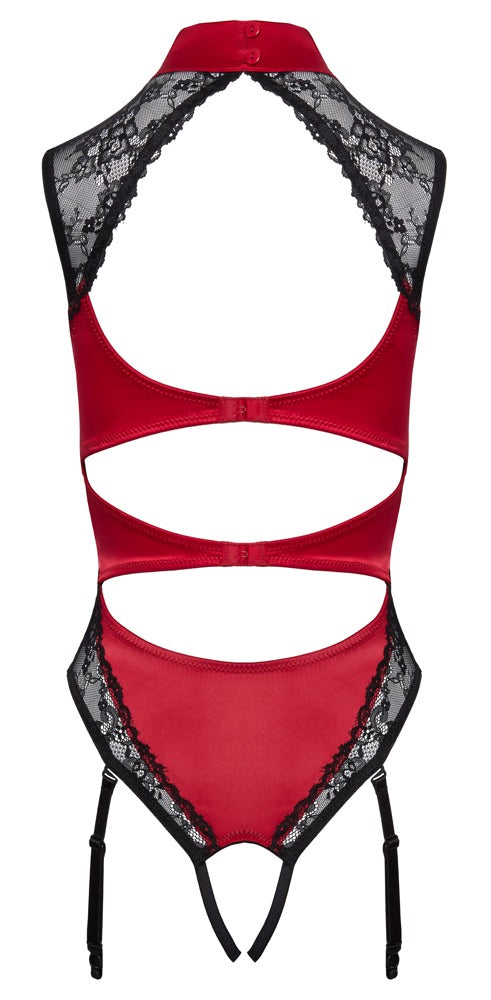 Cottelli Lingerie Red/Black Suspender Bodysuit