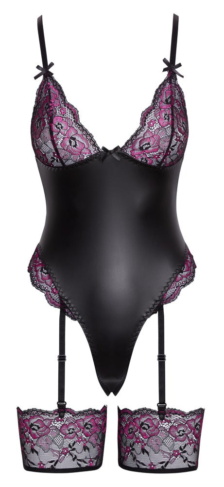Cottelli Lingerie mixed material suspender bodysuit