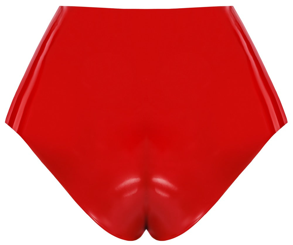 Red latex briefs with dildo LATE X