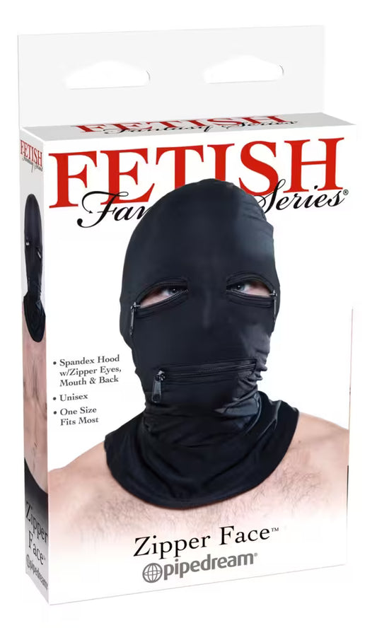 Stretchy fetish balaclava with zippers