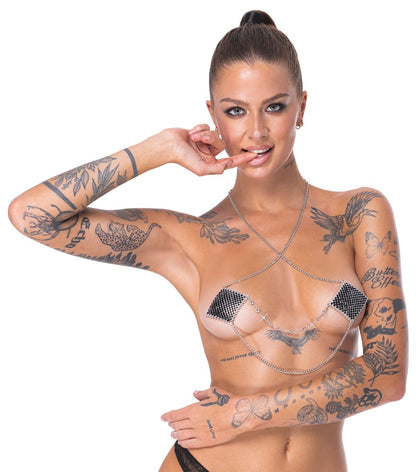 Silver chain nipple jewelry