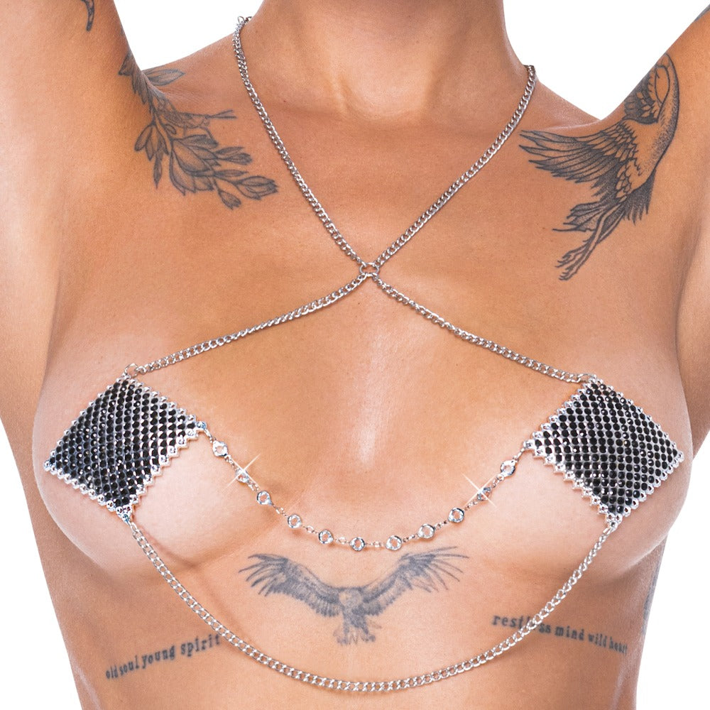 Silver chain nipple jewelry