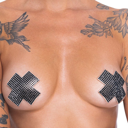 Black cross nipple jewelry
