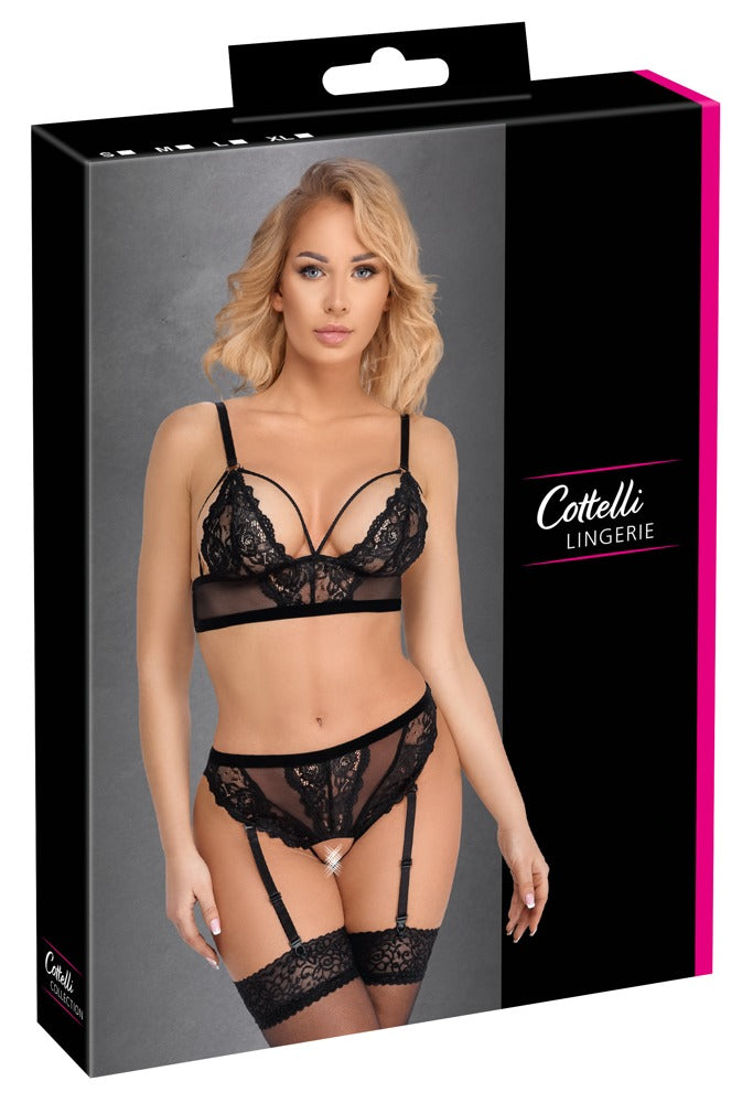 Cottelli Lingerie Black Bra and Thong