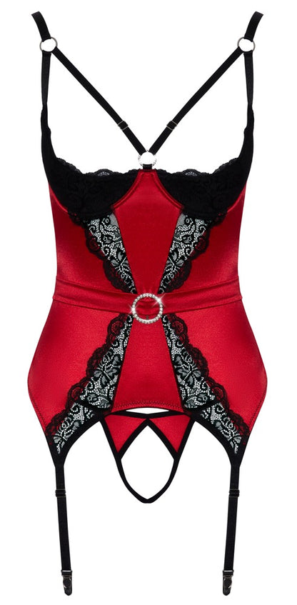 Red Cottelli Lingerie Garter Belt and Thong Set