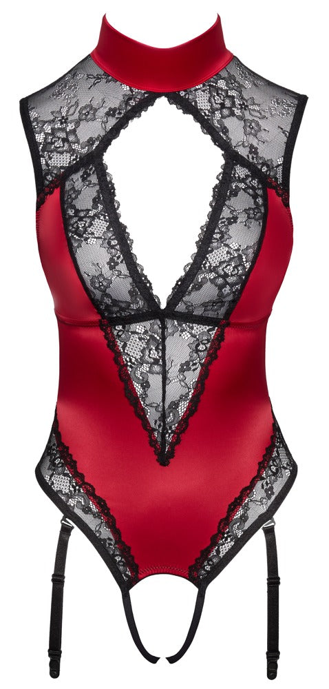 Cottelli Lingerie Red/Black Suspender Bodysuit