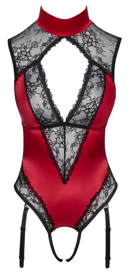 Cottelli Lingerie Red/Black Suspender Bodysuit