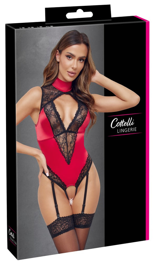 Cottelli Lingerie Red/Black Suspender Bodysuit