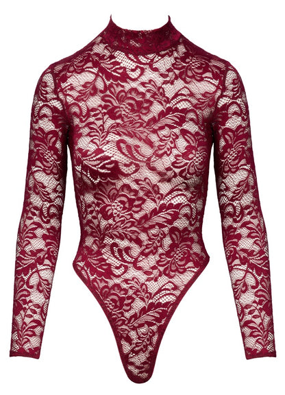 Red lace thong bodysuit