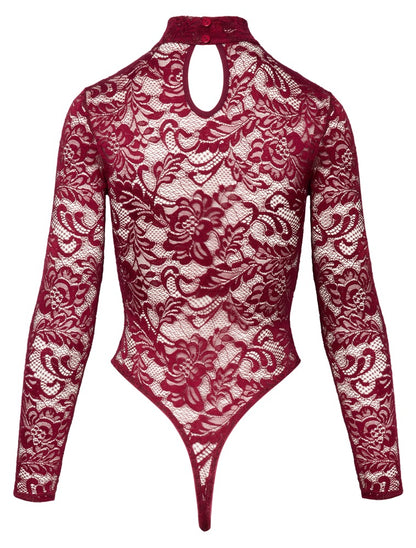 Red lace thong bodysuit