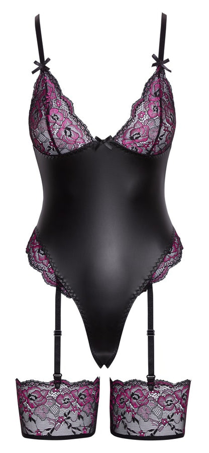 Cottelli Lingerie mixed material suspender bodysuit