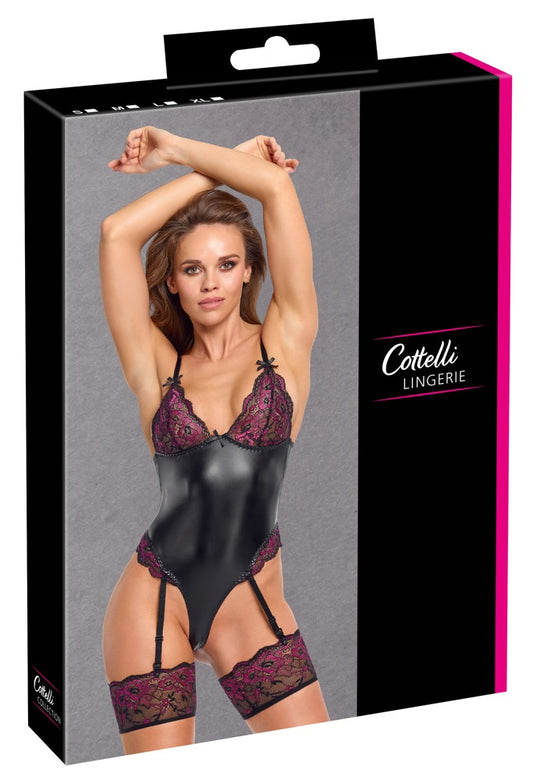 Cottelli Lingerie mixed material suspender bodysuit