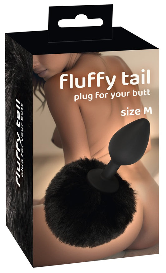 Fluffy tail plug black M You2Toys