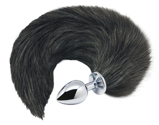 M ALIVE Black and White Fox Tail Plug