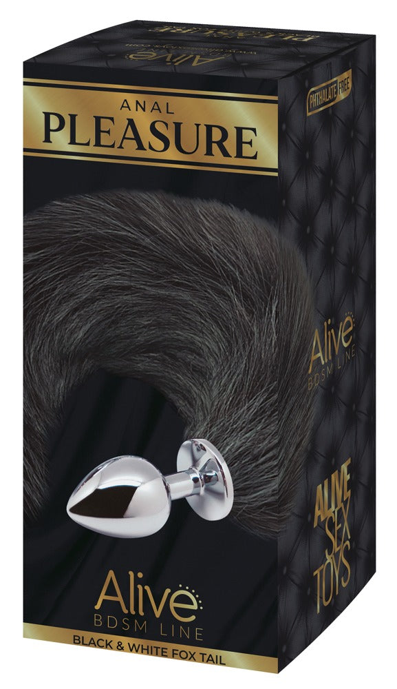 M ALIVE Black and White Fox Tail Plug