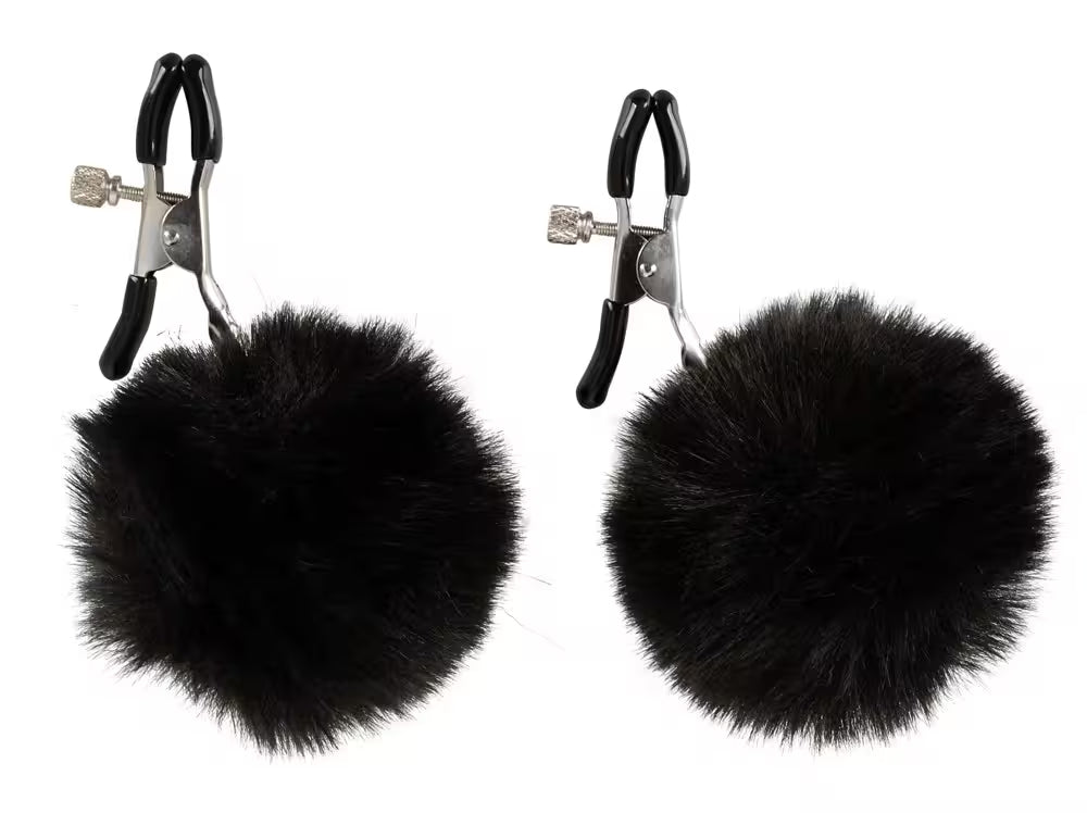 Nipple clamps with pom-poms